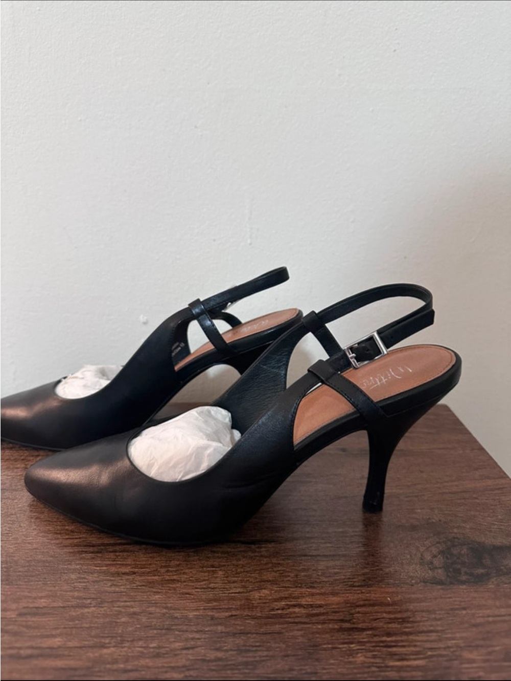 Wittner Black Slingback Pointed-Toe Heels
